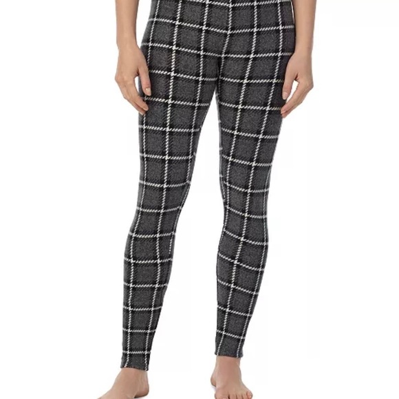 Cuddl Duds Women's Fleecewear Stretch Leggings gray plaid Medium - Picture 1 of 3
